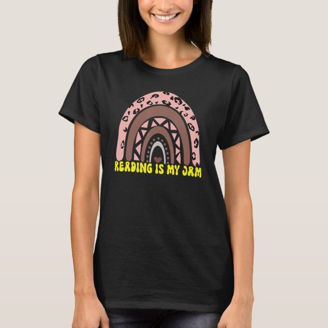 Read Teacher Rainbow Leopard  Reading Is My Jam 8 T-Shirt (Vorderseite)