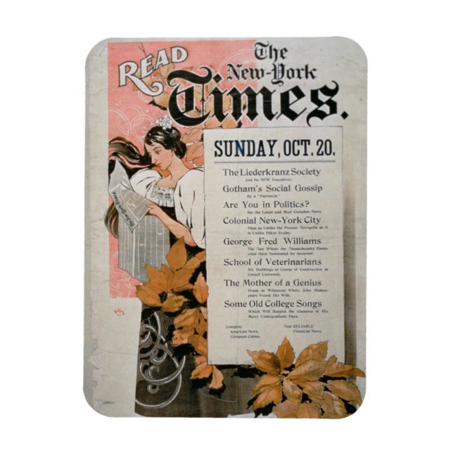 "Read The New York Times" (Farbe litho) Magnet (Vertikal)