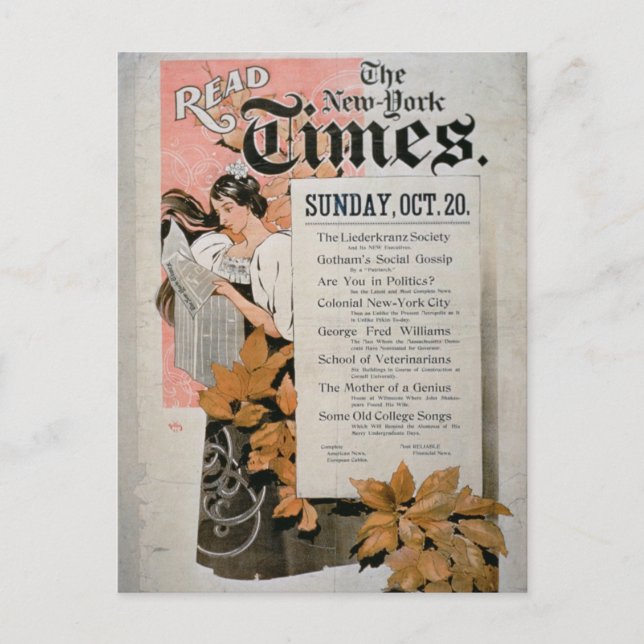 "Read The New York Times" (Farbe litho) Postkarte (Vorderseite)
