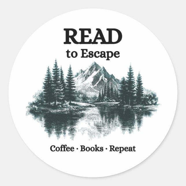 Read to Escape - Coffee, Books, Repeat Sticker (Vorderseite)