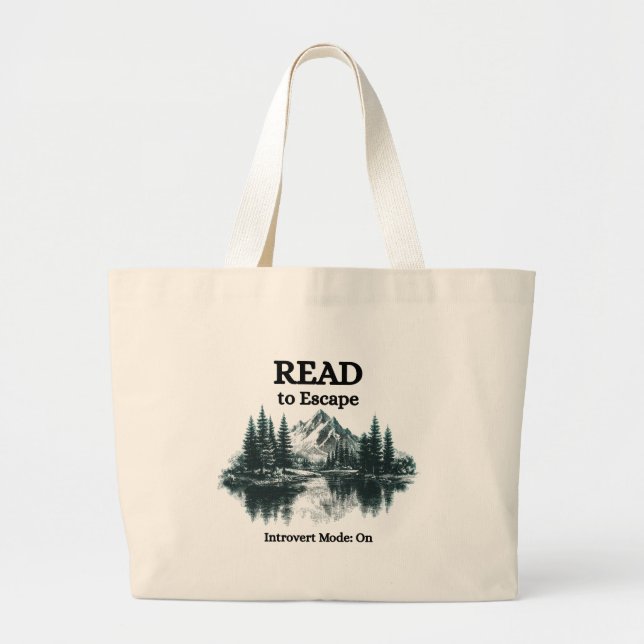 Read to Escape – Introvert Mode: On Tote Bag Jumbo Stoffbeutel (Vorne)