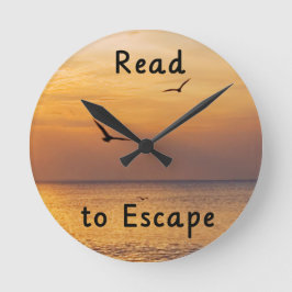 Read to Escape Wall Clock | Book Lover Quote Runde Wanduhr