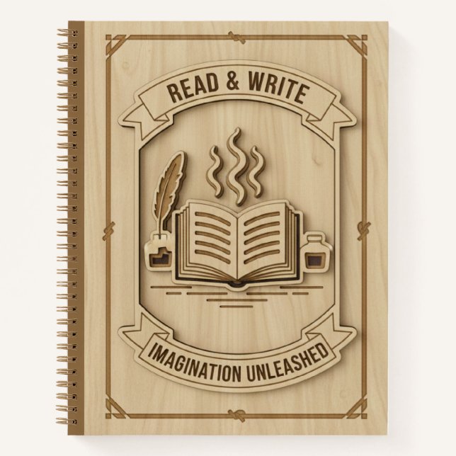 Read & Write Imagination Unleashed Wood Journal Notizbuch (Vorderseite)