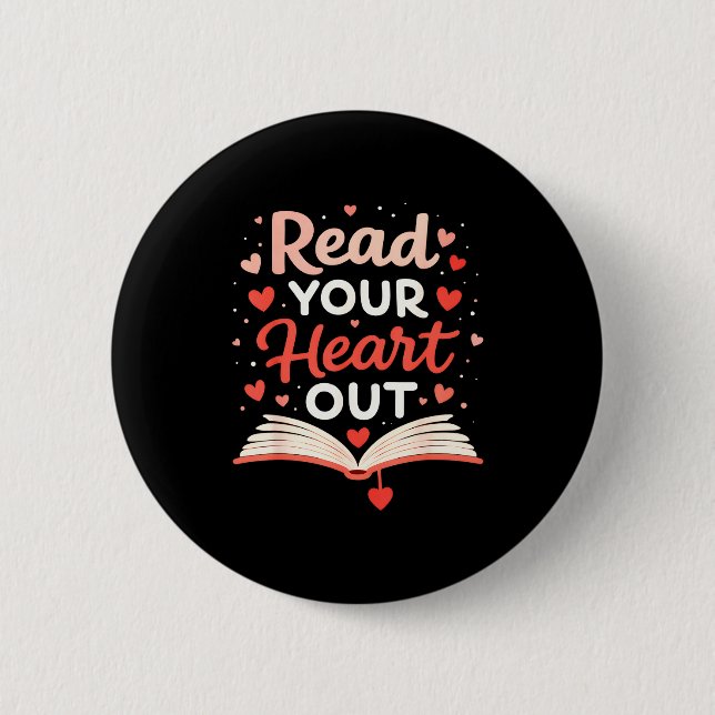 Read Your Heart Out Funny Valentine Teacher Bookwo Button (Vorderseite)