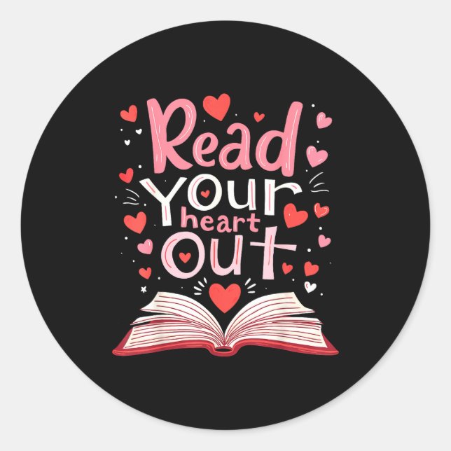 Read Your Heart Out Teacher Valentines Day Reading Runder Aufkleber (Vorderseite)
