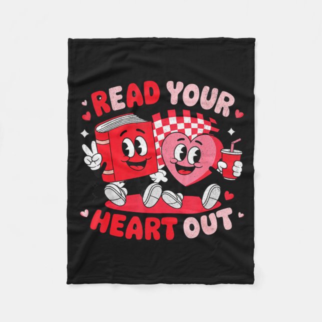 Read Your Heart Out Valentine's Day Retro Teacher  Fleecedecke (Vorderseite)