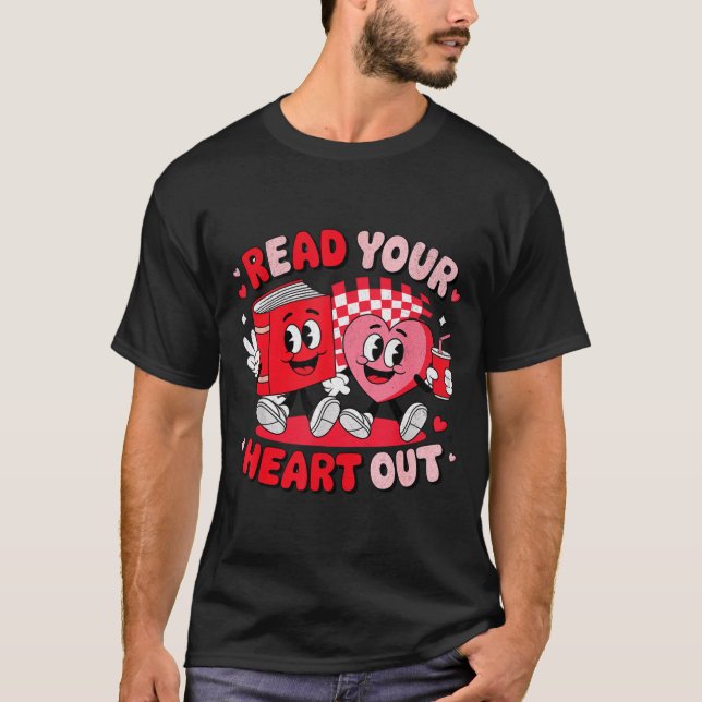 Read Your Heart Out Valentine's Day Retro Teacher  T-Shirt (Vorderseite)