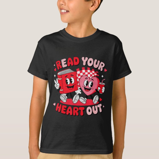 Read Your Heart Out Valentine's Day Retro Teacher  T-Shirt (Vorderseite)