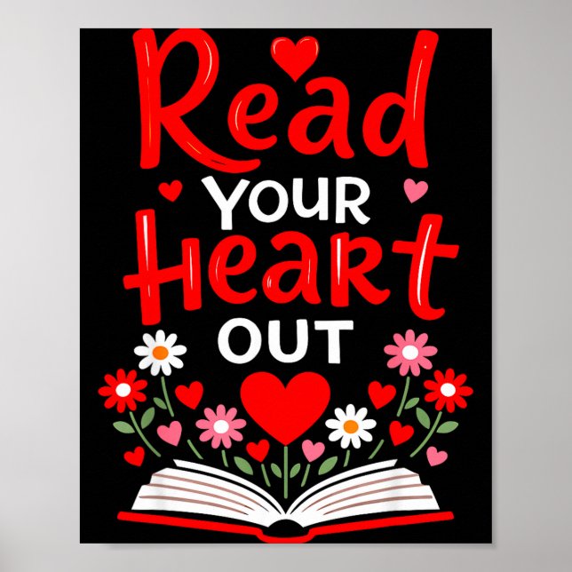 Read Your Heart Valentine Reading Book Girls Flowe Poster (Vorne)