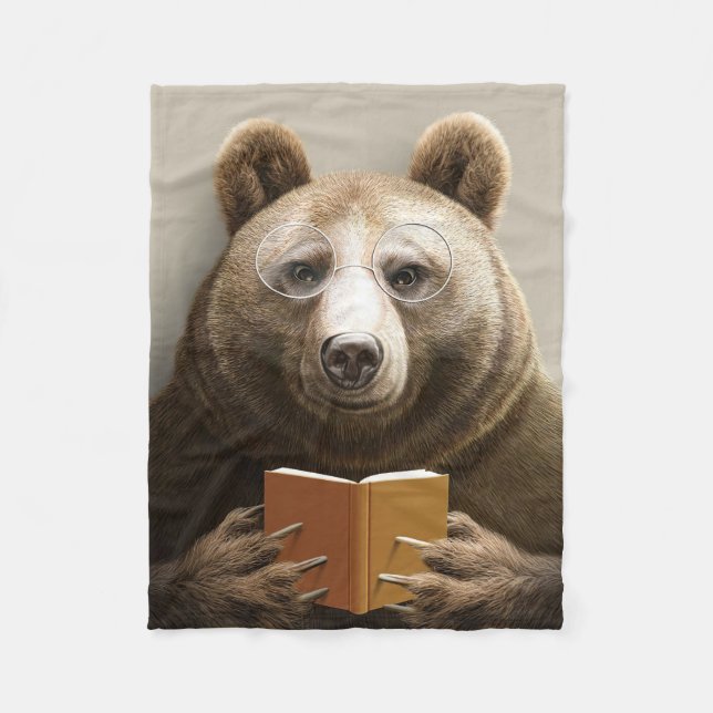 Reader Gift Bear Reading A Book Fleecedecke (Vorderseite)