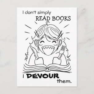 Reader Girl Eats Postcard Postkarte
