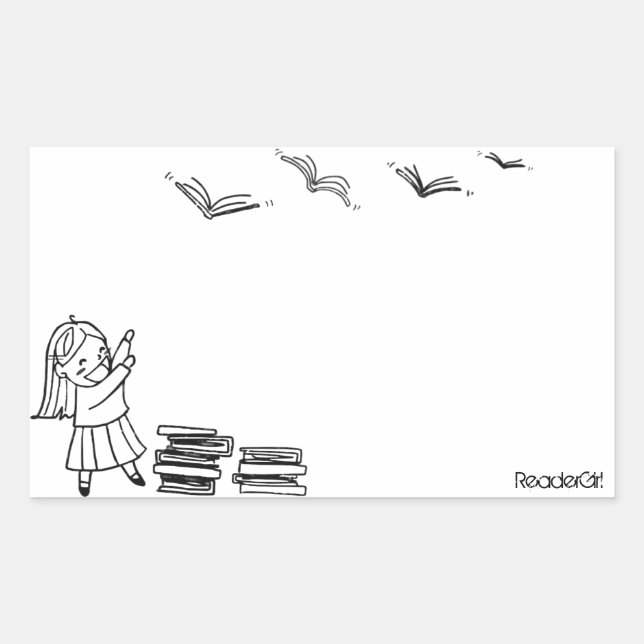 Reader Girl Sticker Buchzeichen (Vorderseite)