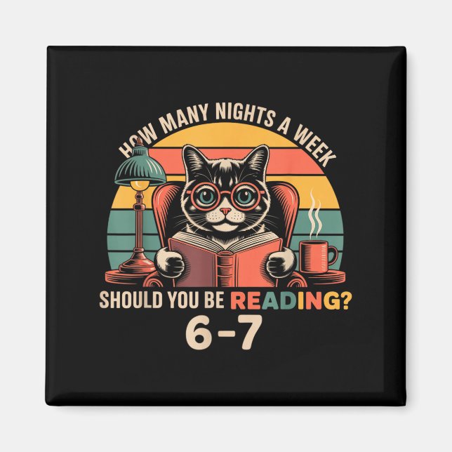 Reading 67 Meme Englieacher In Funny 67 Retro Cat  Magnet (Vorne)