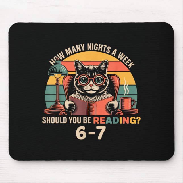 Reading 67 Meme Englieacher In Funny 67 Retro Cat  Mousepad (Vorne)