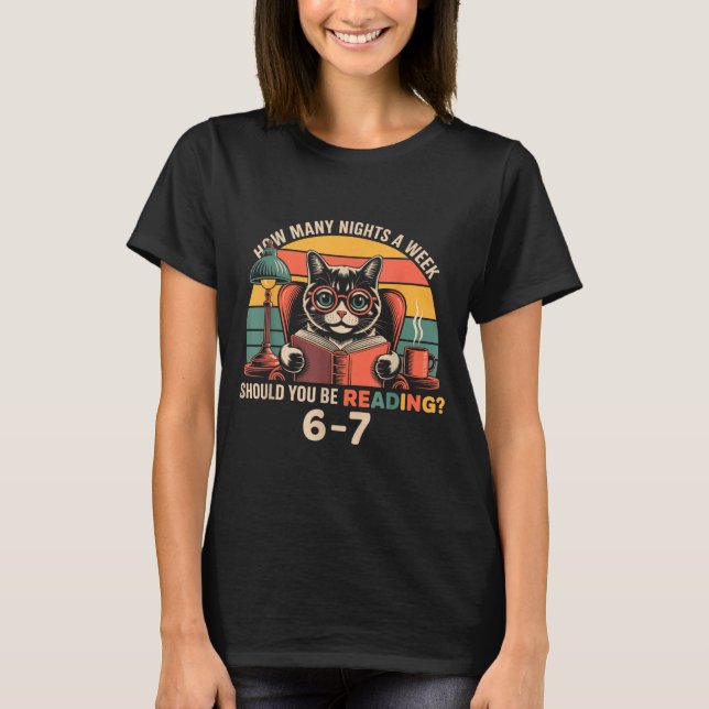 Reading 67 Meme Englieacher In Funny 67 Retro Cat  T-Shirt (Vorderseite)