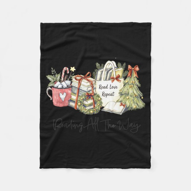Reading All The Way Christmas Book Lover For Women Fleecedecke (Vorderseite)