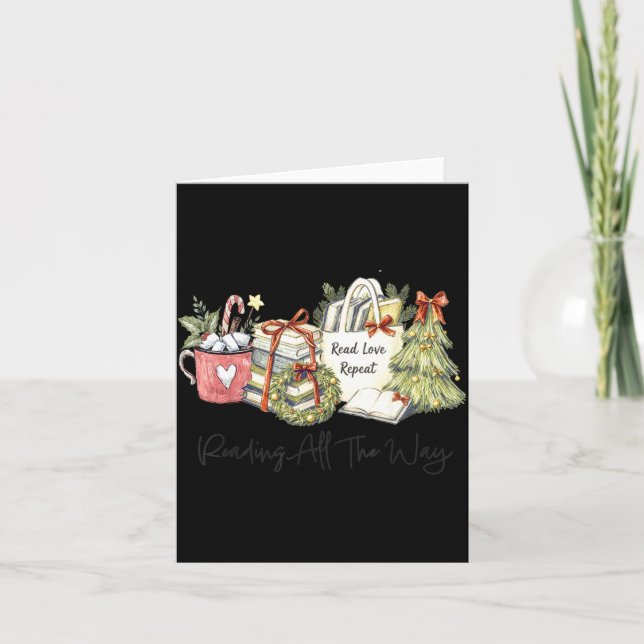 Reading All The Way Christmas Book Lover For Women Karte (Vorderseite)