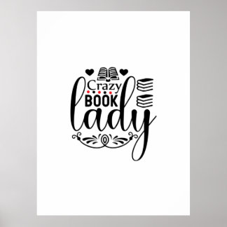 Reading Art Crazy Book Lady Poster
