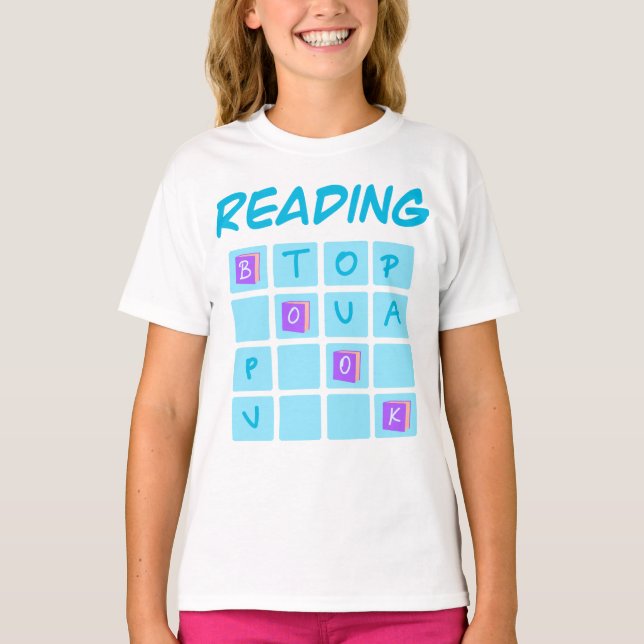 Reading Book Crossword Typography Design for Book  T-Shirt (Vorderseite)