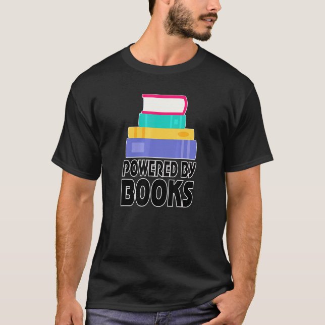 Reading Bookworm Powered By Books T-Shirt (Vorderseite)