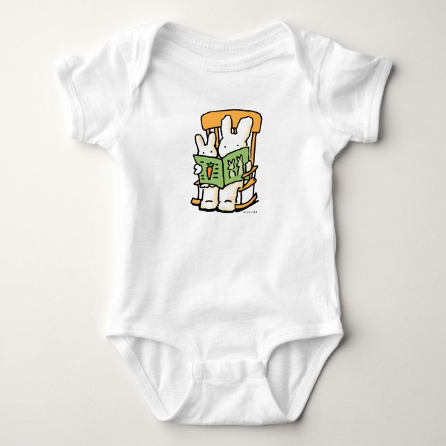 Reading Bunnies Baby Bodysuit Baby Strampler (Vorderseite)