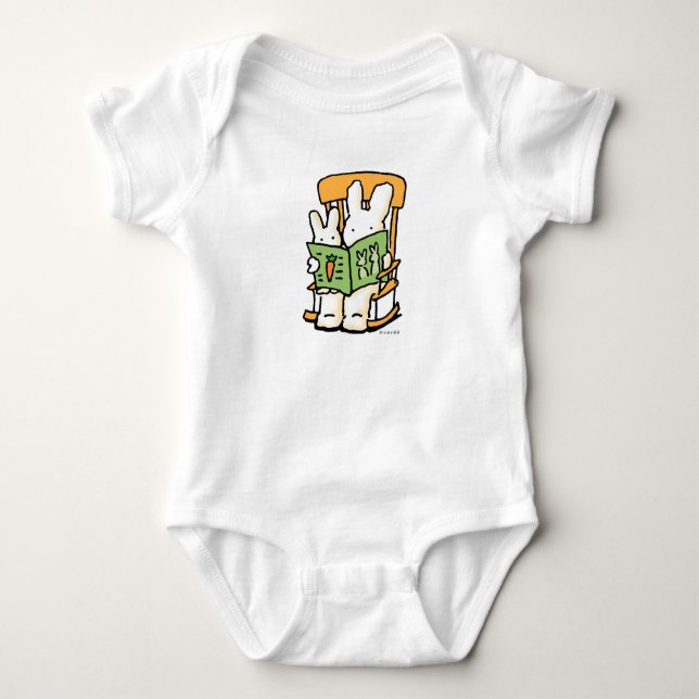 Reading Bunnies Baby Bodysuit Strampler (Vorderseite)