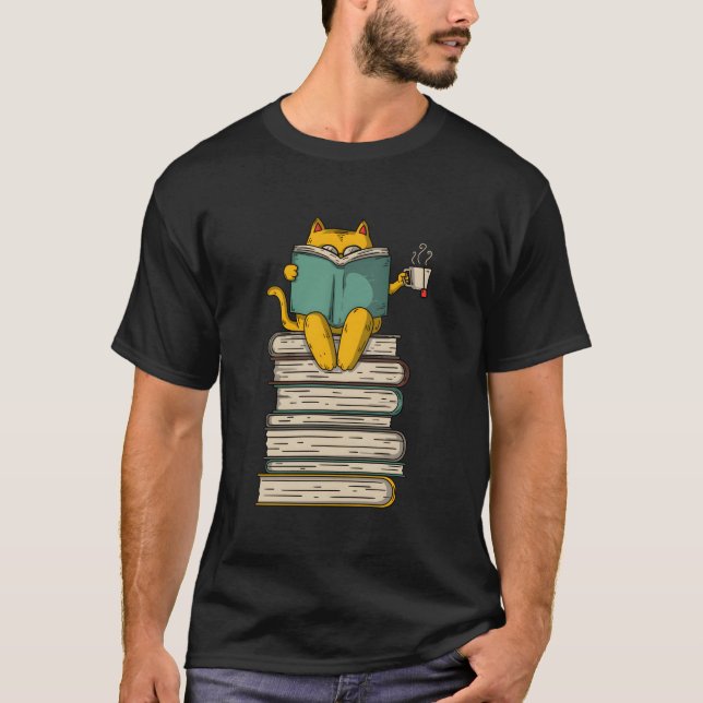 Reading Cat Book Tea T-Shirt (Vorderseite)