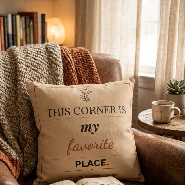 Reading Corner Square Throw Pillow Kissen (Von Creator hochgeladen)