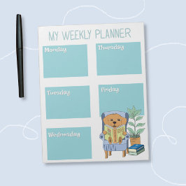 Reading Dog Kid Weekly Planner Notepad Notizblock