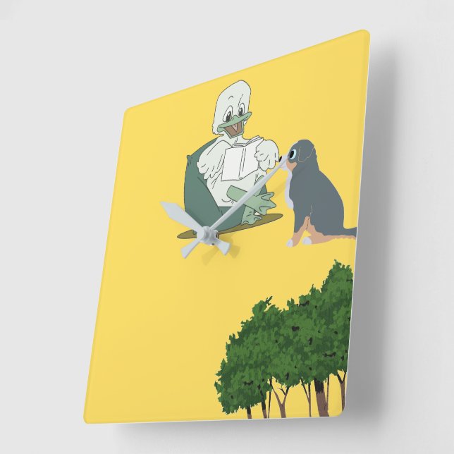 Reading Duck Quadratische Wanduhr (Winkel)