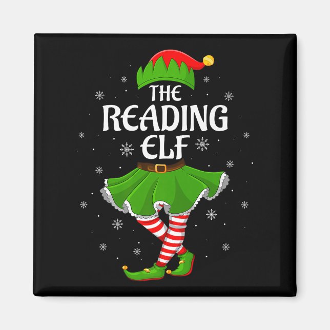 Reading Elf Christmas Family Girls Women Elf Squad Magnet (Vorne)