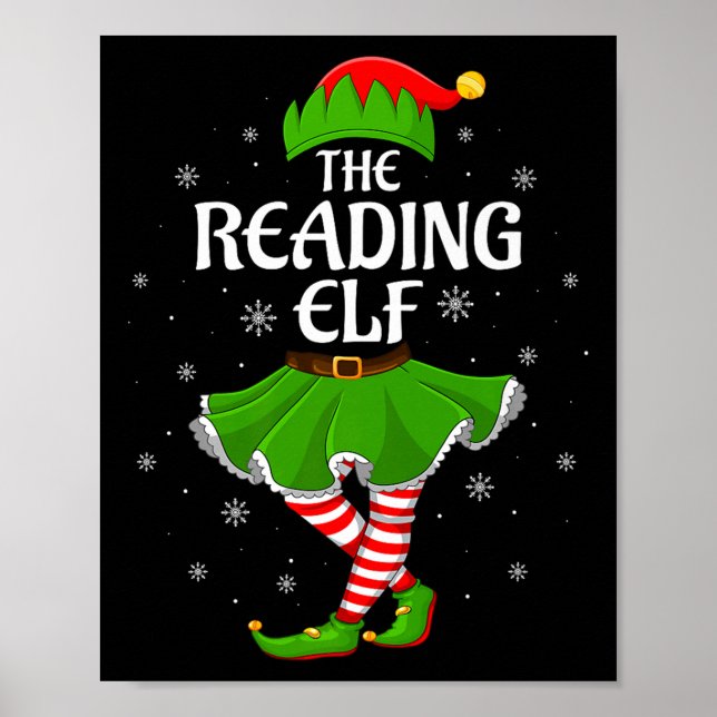 Reading Elf Christmas Family Girls Women Elf Squad Poster (Vorne)