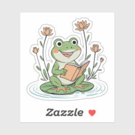 Reading Frog Sticker | Cute LilyPad Bookish Design