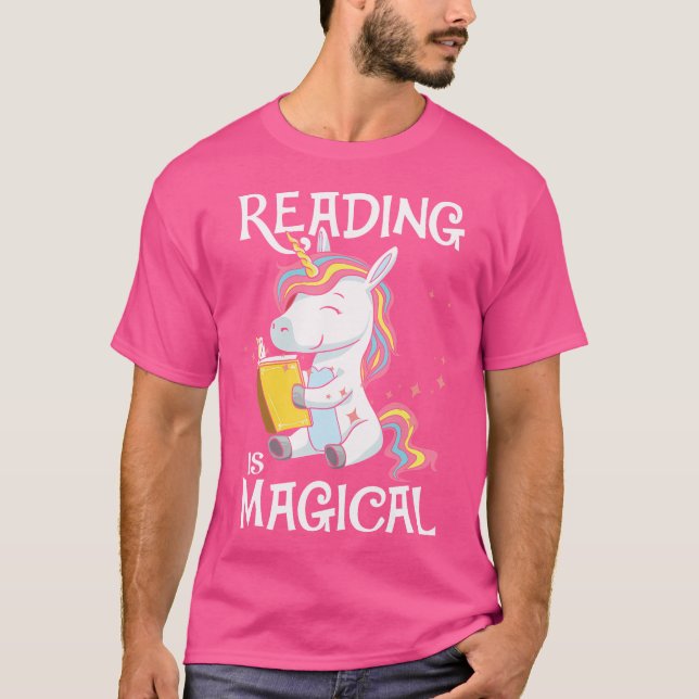 Reading Is Magical Book Lover Unicorn English Teac T-Shirt (Vorderseite)