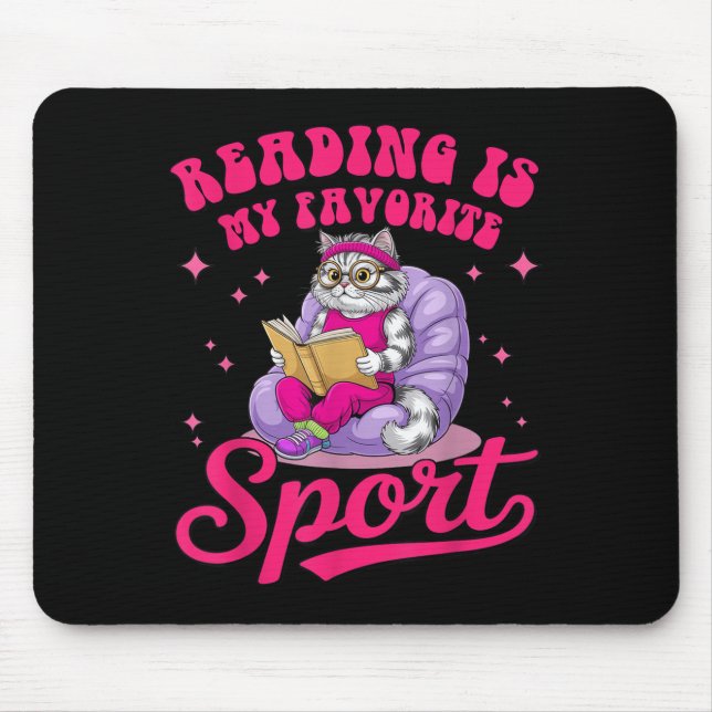 Reading Is My Favorite Srt Funny Cat Book Lover Li Mousepad (Vorne)