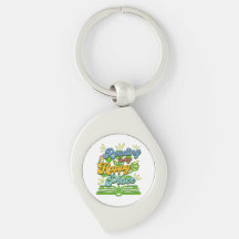 Reading is My Happy Place Colorful Keychain