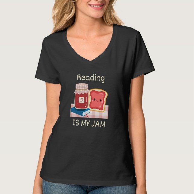 Reading Is My Jam Pun Reading Jelly and Toast Chib T-Shirt (Vorderseite)