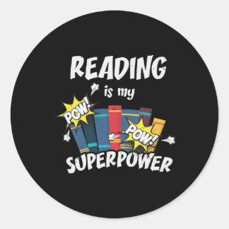 Reading Is My Superpower Book Bookworm Runder Aufkleber