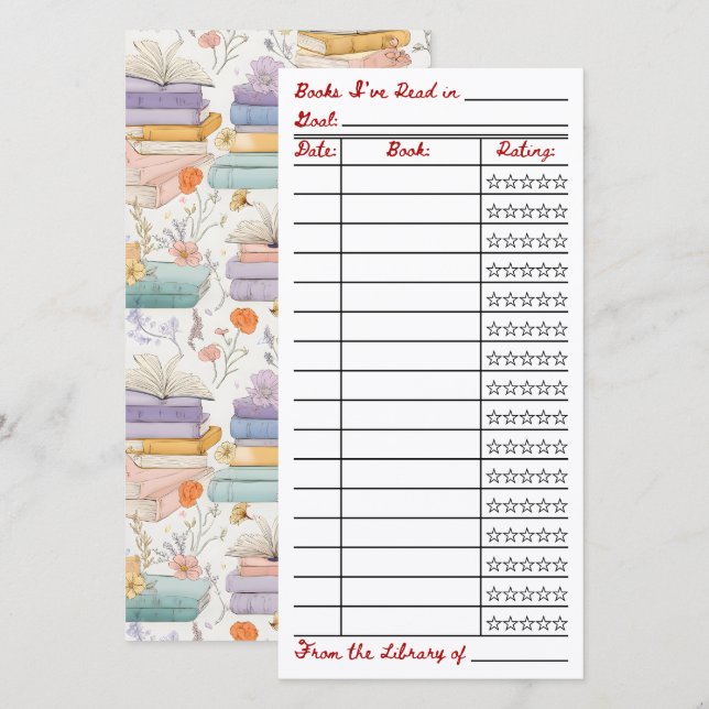Reading List Tracker Flat Card (Vorne/Hinten)