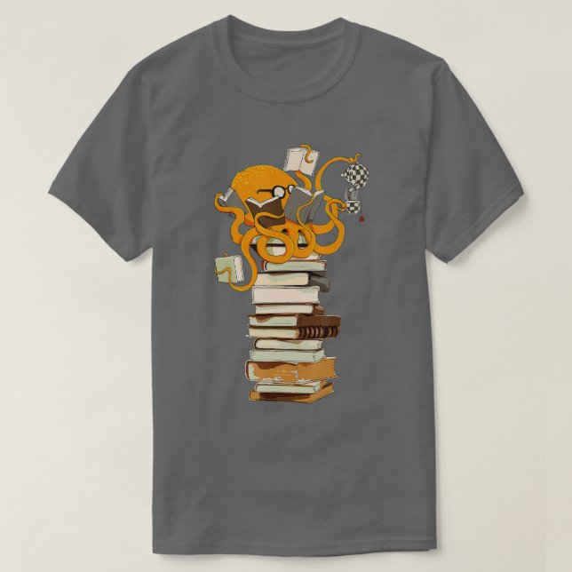 Reading Octopus, Tee, Kaffee und Bücher Geschenk  T-Shirt (Design vorne)