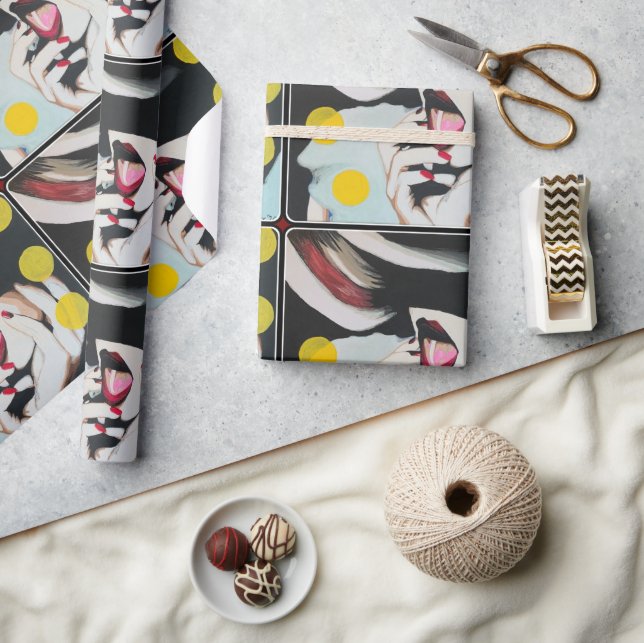 "Reading of the Will" Gemälde auf einer Geschenkpapier (Kunsthandwerk)