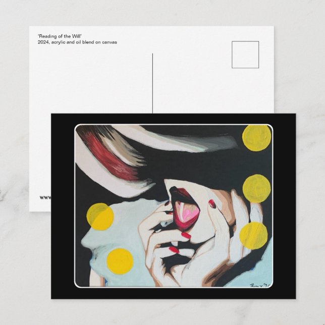 "Reading of the Will" Gemälde auf einer Postkarte (Vorne/Hinten)