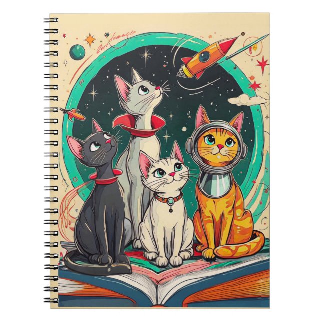 Reading Opens a Gateway to Cosmic Cat Adventures Notizblock (Vorderseite)
