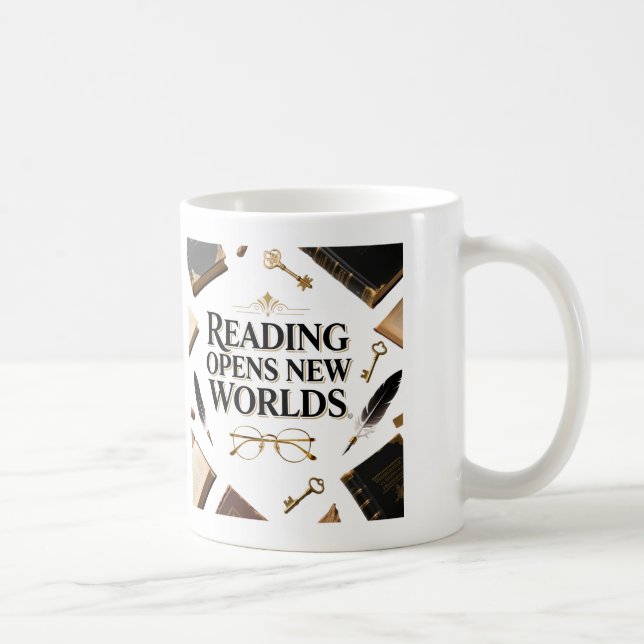 Reading Opens New Worlds Book Lover Graphi Kaffeetasse (Rechts)