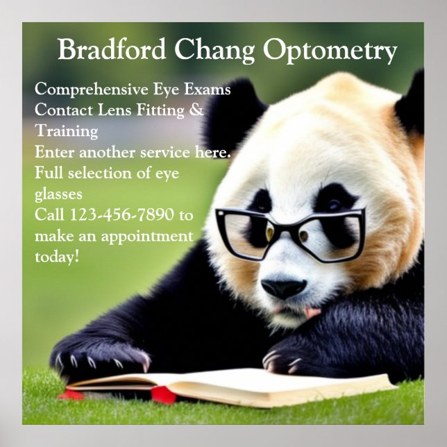 Reading Panda Chinese Optometrie Office anpassen Poster (Vorne)