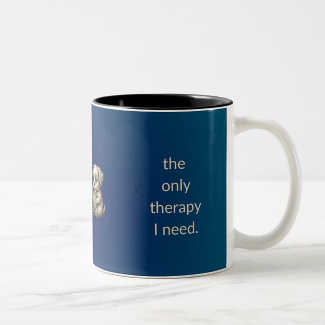 Reading Puppy Book Lover Mug - Books Teal Blue Zweifarbige Tasse (Rechts)