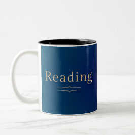Reading Puppy Book Lover Mug Teal Blue Zweifarbige Tasse