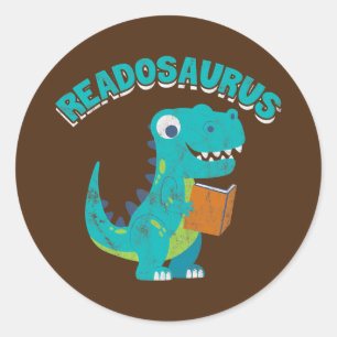Reading Readosaurus Buch Saurus Dinosaur Bookworm Runder Aufkleber