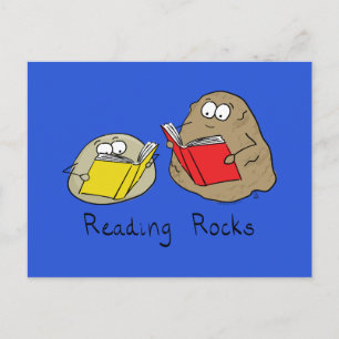 Reading Rocks Funny Book Postcard Postkarte