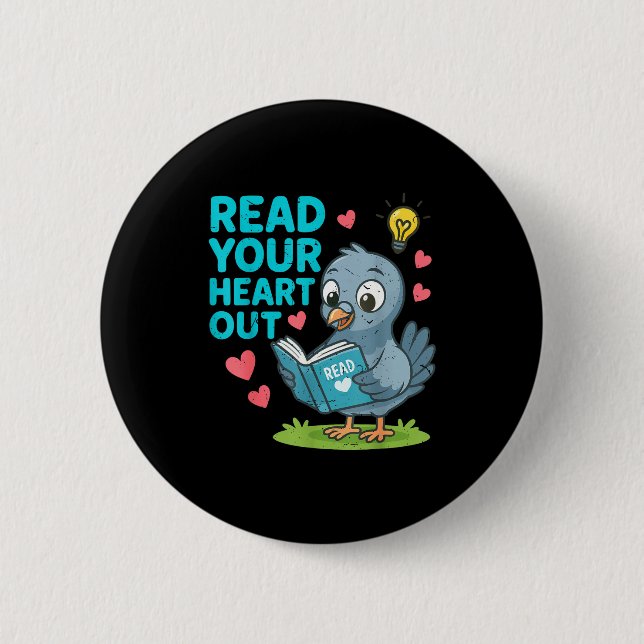 Reading Teacher Valentine Day Read Your Heart Out  Button (Vorderseite)